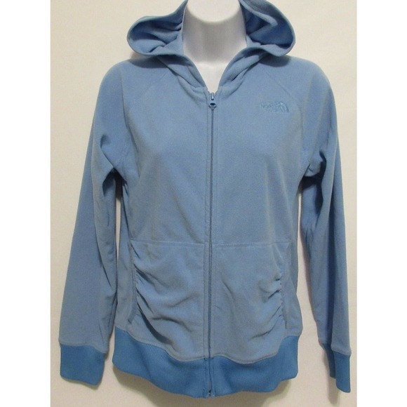 The North Face Girls Youth Light Blue Hooded Fleece Polartec Size L Sweater - Picture 3 of 9